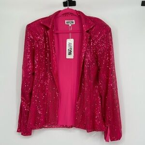 Amy Lynn Plunge Neck Sequin Blazer Size Large